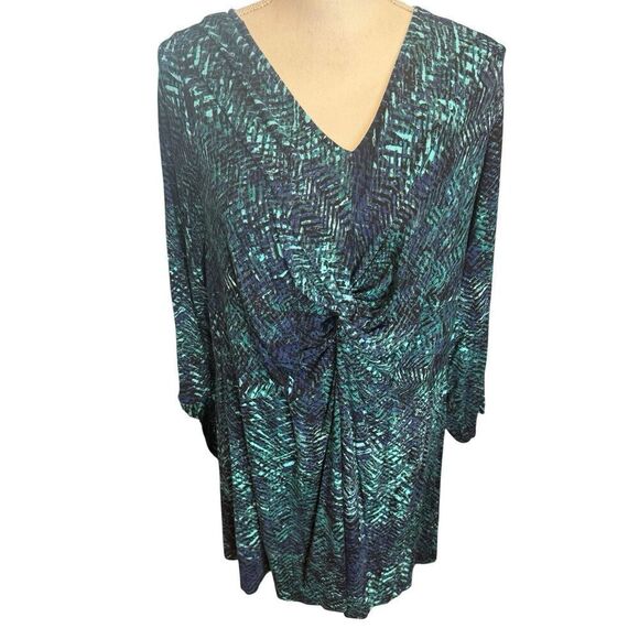 Catherines Plus Green Foliage Open-Shoulder Pockets Maxi Dress 3X 26/28 - Picture 1 of 4